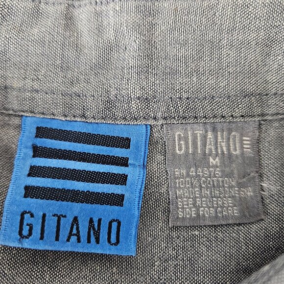 Vintage Gitano Mens Gray Button-Up Dress Casual Shirt M Career Everyday Classic - Picture 8 of 8